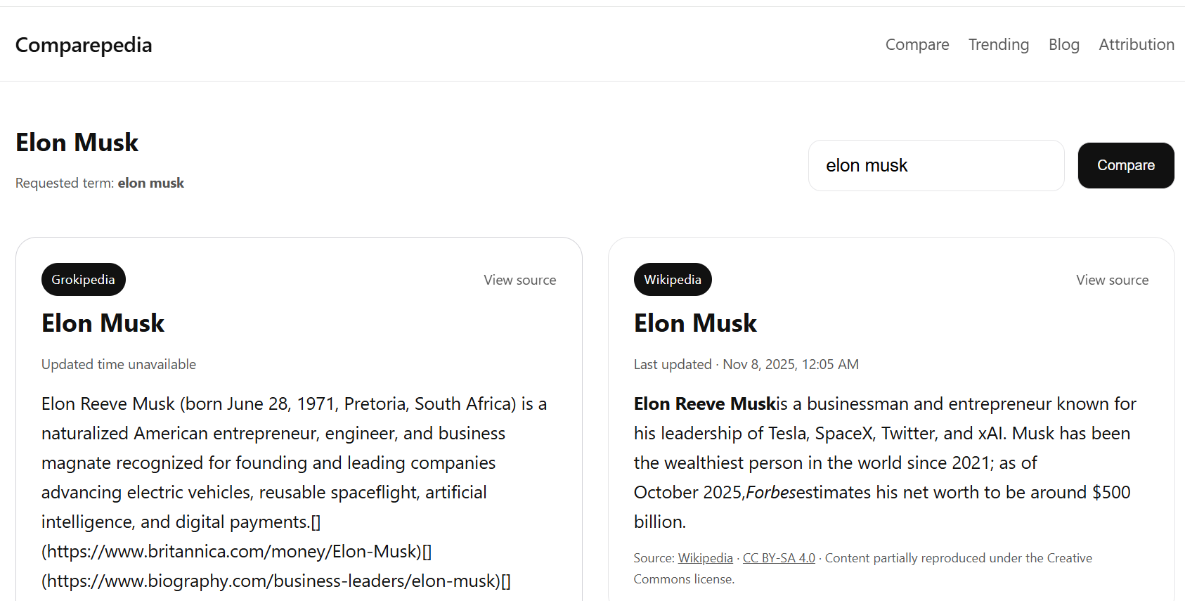 Illustration showing the Grokipedia vs Wikipedia comparison flow